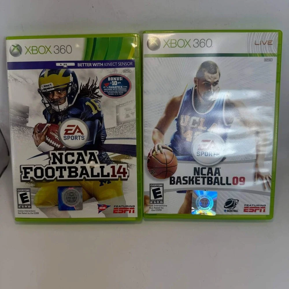 NCAA Football 14 and NCAA Basketball 09 Xbox 360 EA Sports Bundle Lot
